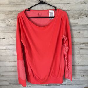 Nike Knit Epic Dri Fit Long Sleeve Activewear Top Womens Size Large Neon Red